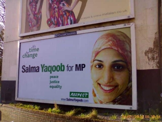 The 'Salma Yaqoob for MP' election billboard poster is launched